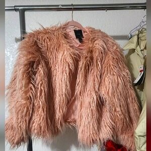 F21 Faux Fur Pink Jacket - Large